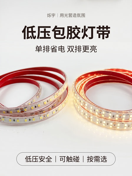 烁宇低压12V户外灯带led超亮防水24V灯带条自粘线形货架夜市摆摊