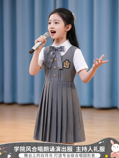 儿童合唱演出服初高中生爱国诗朗诵表演服小学生女童演讲比赛礼服 — 3