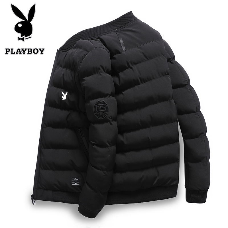 PLAYBOY DOWN JACKET MENS JACKET 2021 NEW AUTUMN WINTER TREND THICKENED COTTON CLOTHES WINTER CLOTHES HOODED