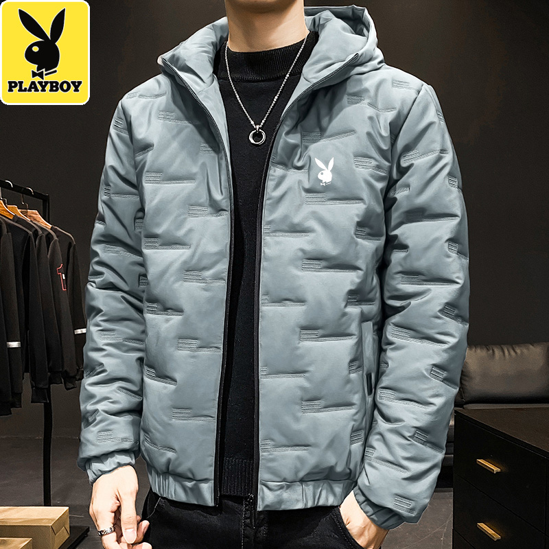 PLAYBOY DOWN JACKET MENS SHORT TRENDY BRAND COTTON JACKET 2023 AUTUMN AND WINTER CLOTHES NEW COTTON JACKET THICKENED JACKET