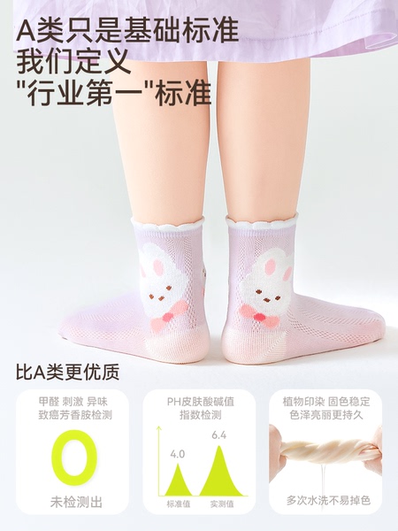 【100%棉】女童袜子夏季薄款纯棉透气网眼袜儿童女宝秋季宝宝童袜 — 4