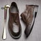 FOREIGN TRADE ORIGINAL SINGLE MENS LEATHER SHOES LEATHER CASUAL SHOES SOFT SOLE SPRING AND SUMMER BREATHABLE LOW-TOP BRITISH RETRO ZIPPER MENS LEATHER SHOES