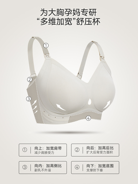 Domiamia大胸哺乳内衣防下垂承托孕期孕妇文胸大码产后喂奶胸罩 — 2