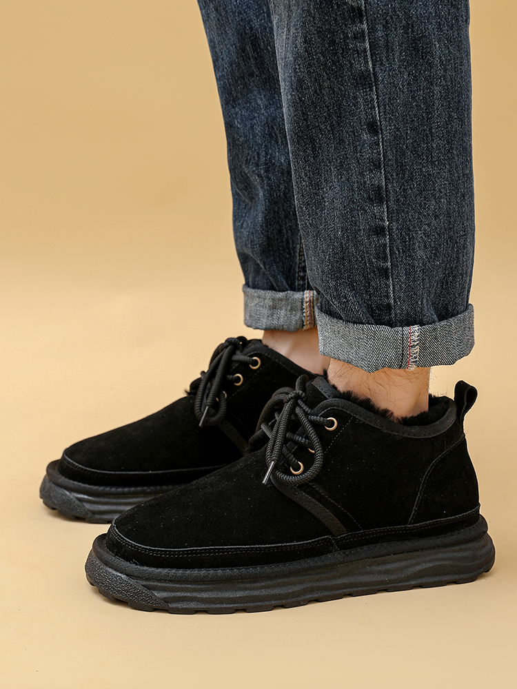 FUR INTEGRATED SNOW BOOTS MENS 2023 WINTER NEW FLEECE THICKENED BREAD SHOES COLD-RESISTANT WOOL NORTHEAST COTTON SHOES