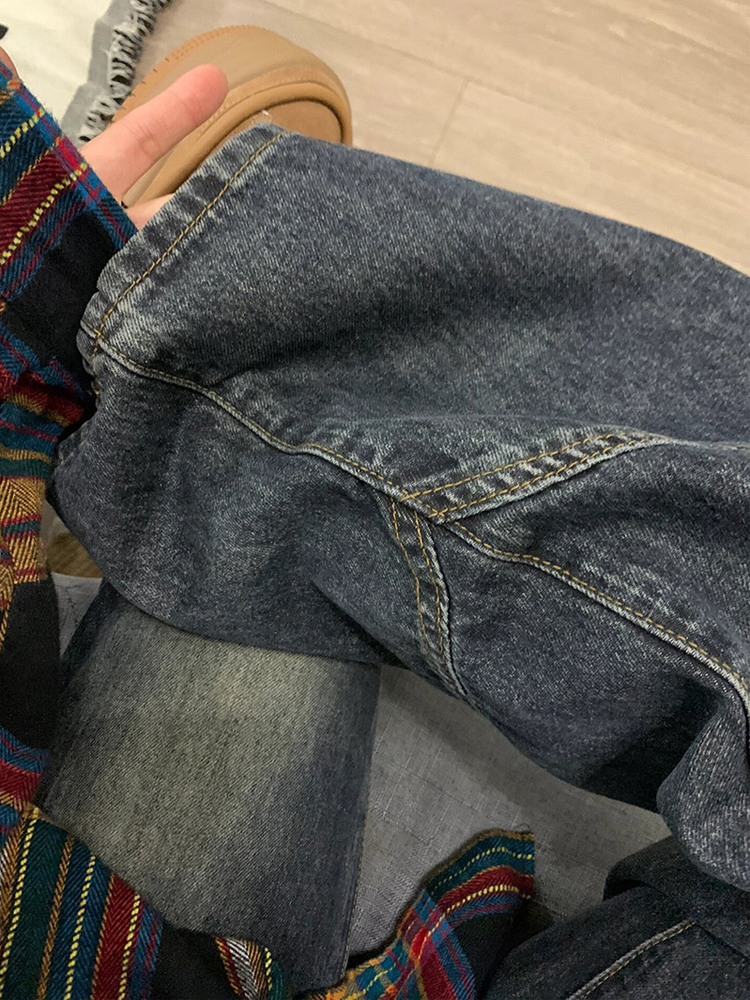 AMERICAN RETRO HIGH STREET MICRO FLARED JEANS WOMENS SPRING AND AUTUMN DESIGN SENSE NICHE HIGH-WAISTED STRAIGHT WIDE-LEG PANTS AUTUMN AND WINTER