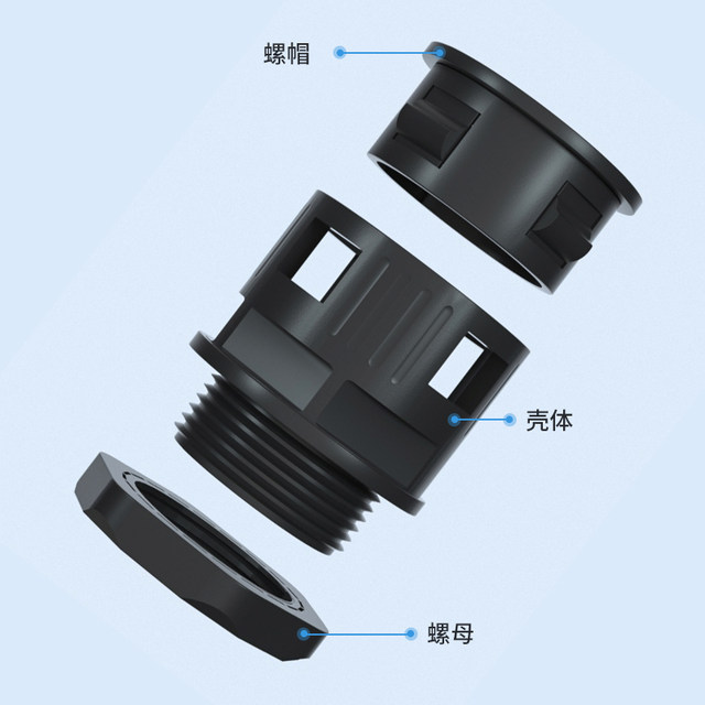 PA nylon plastic corrugated pipe fitting quick straight plug fitting connection threading hose fixing head waterproof fitting