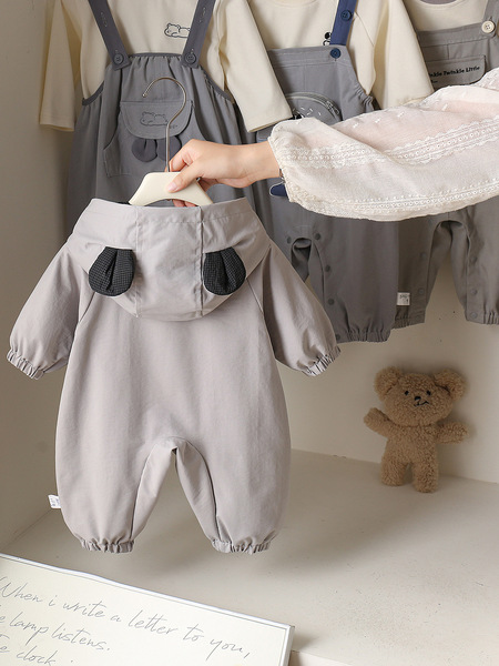 冲锋衣婴儿初秋连体衣防风户外服超萌卡通宝宝春秋爬爬服连帽外套 — 2
