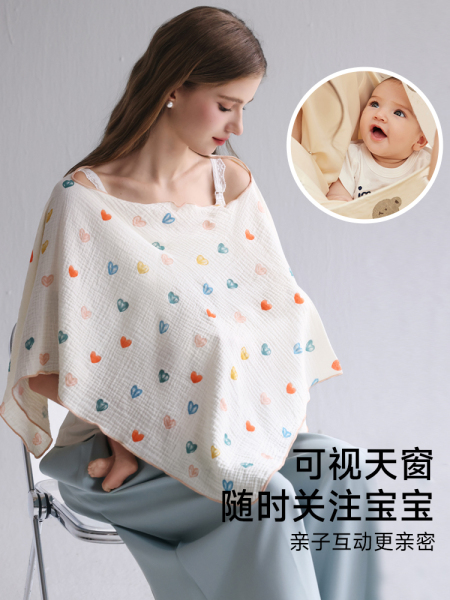 喂奶遮羞布纯棉哺乳巾外出遮挡喂奶神器防走光加大月子披肩遮挡衣 — 2