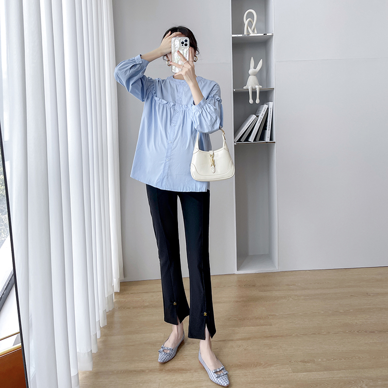 PREGNANT WOMEN SPRING SUITS LONG-SLEEVED SHIRTS FASHIONABLE TEMPERAMENT SPRING TOPS LOOSE BELLY COVERING CASUAL SPRING AND AUTUMN TWO-PIECE SETS