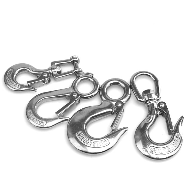 304 stainless steel large load-bearing hook hook rotary ring hook cargo hook lifting hook American lifting hoist hook hoist hook