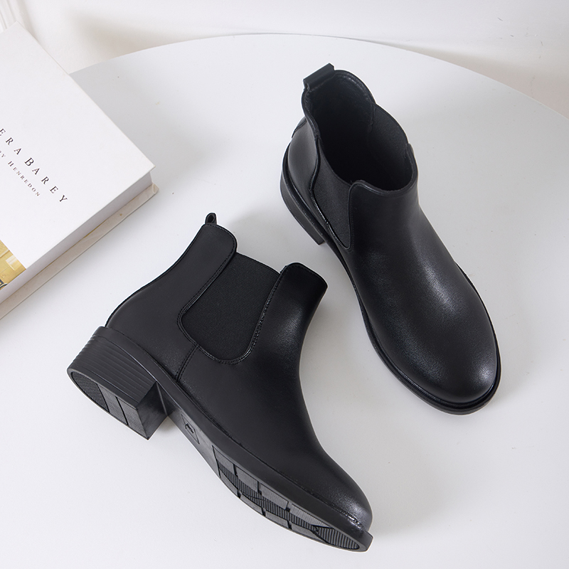WORK SHOES: WOMENS BLACK WINTER MID-HEEL BOOTS PLUS-SIZE CHILL BOOTS MARTIN BOOTS BLOCK-HEELED BOOTS AND NUDE BOOTS