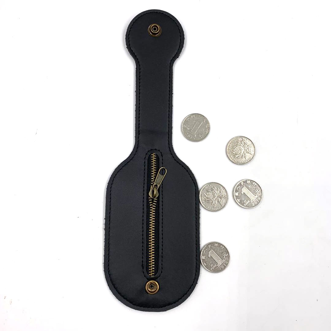BOSTON SELF-DEFENSE LEATHER PADDLE PEA POD EDC STORAGE COIN PURSE OUTDOOR SELF-DEFENSE ATTACK TOOL HANGING WAIST CUSTOM