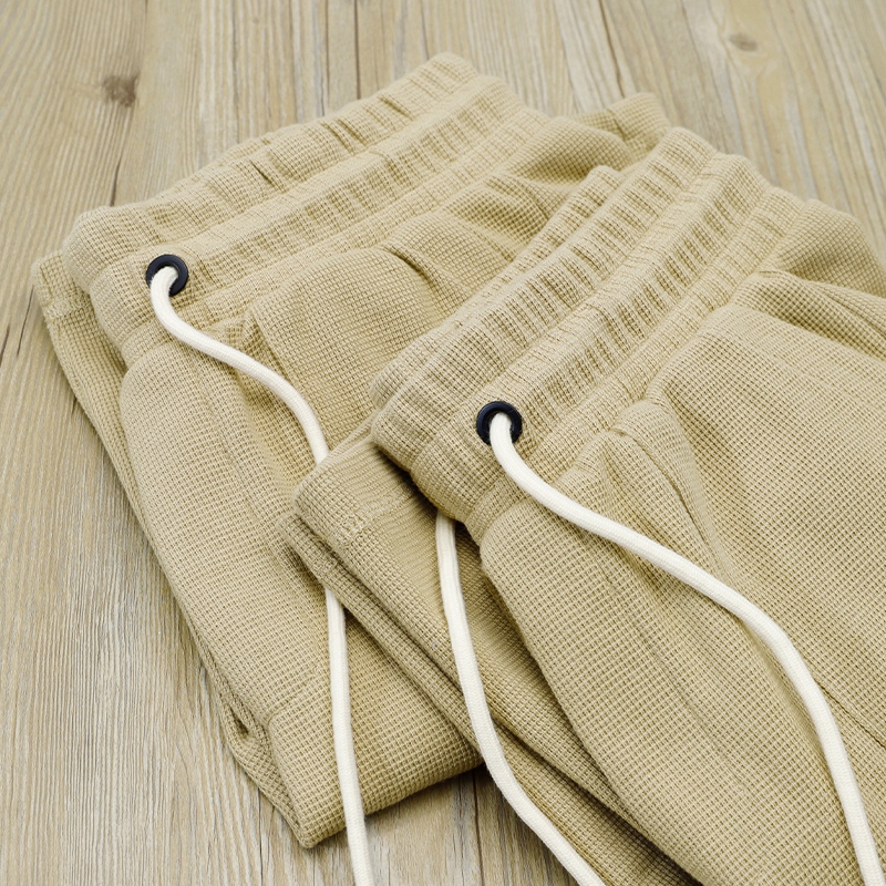 AMERICAN CASUAL STYLE  NEW WAFFLE CROPPED PANTS  320G HEAVY LIGHT COFFEE SHORTS LOOSE SWEATPANTS WOMEN