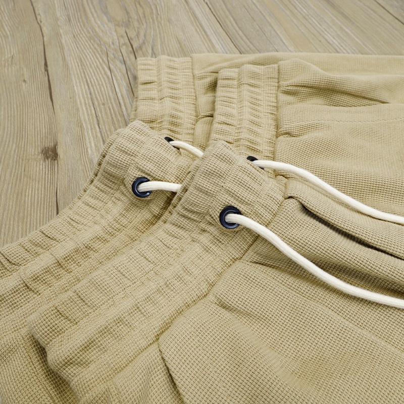 AMERICAN CASUAL STYLE  NEW WAFFLE CROPPED PANTS  320G HEAVY LIGHT COFFEE SHORTS LOOSE SWEATPANTS WOMEN