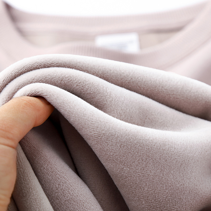 SUPER SOFT SILVER FOXTAIL  AMERICAN-STYLE HEAVYWEIGHT CREWNECK SWEATSHIRT FLEECE AND THICKENED THERMAL TOP IN AUTUMN AND WINTER SOOT POWDER BASE