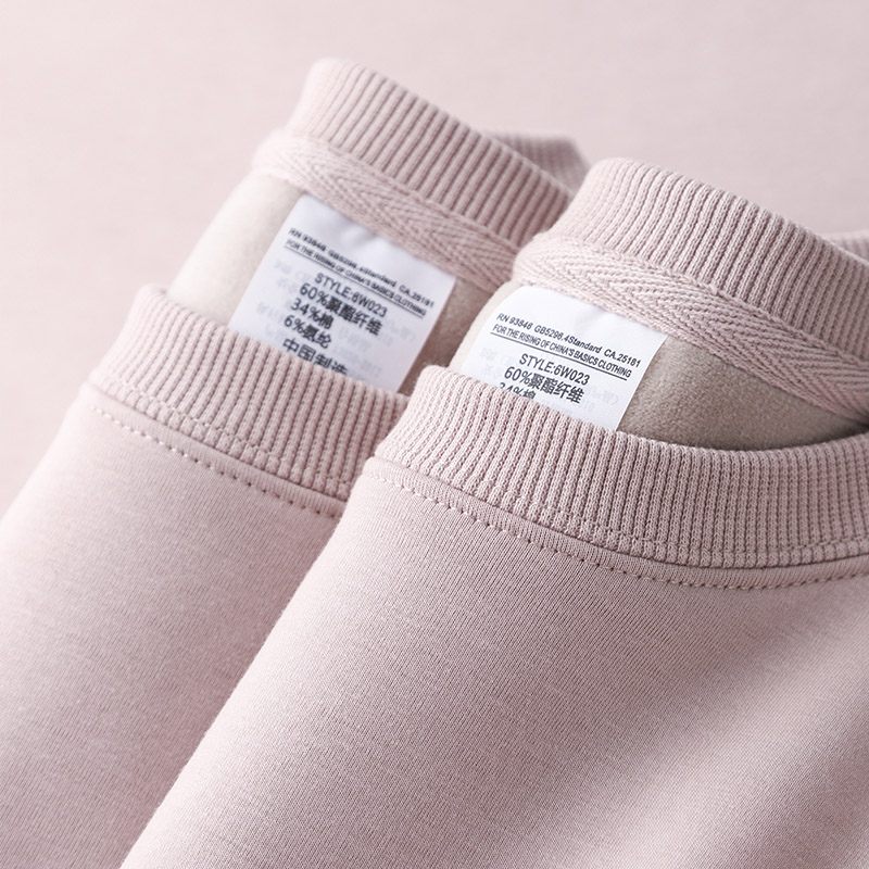 SUPER SOFT SILVER FOXTAIL  AMERICAN-STYLE HEAVYWEIGHT CREWNECK SWEATSHIRT FLEECE AND THICKENED THERMAL TOP IN AUTUMN AND WINTER SOOT POWDER BASE