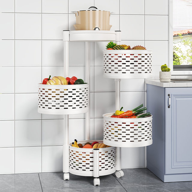 Kitchen multi-function storage rack household floor-standing multi-layer snack cart fruit and vegetable basket storage rack