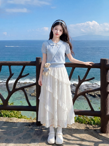 裙子女初中生韩系穿搭夏2026新款女童夏季洋气时髦短袖半身裙套装