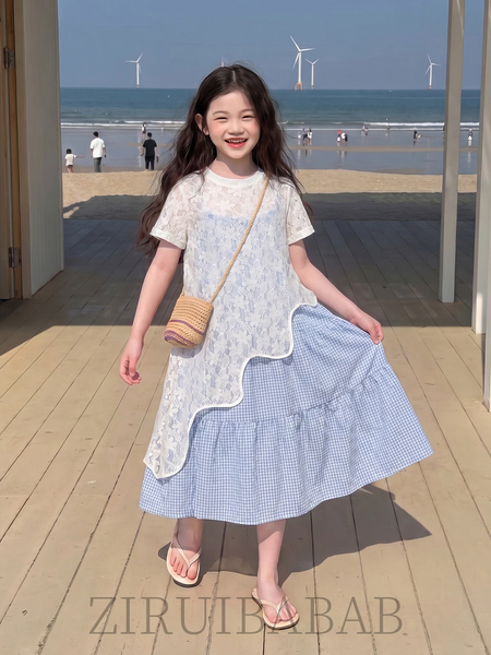 适合女童夏天穿的套装2026新款女孩大童度假风裙子儿童吊带连衣裙 — 3
