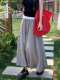 La Chapelle retro black and white plaid long skirt for women in summer loose hip-covering drooping skirt A-line skirt Y