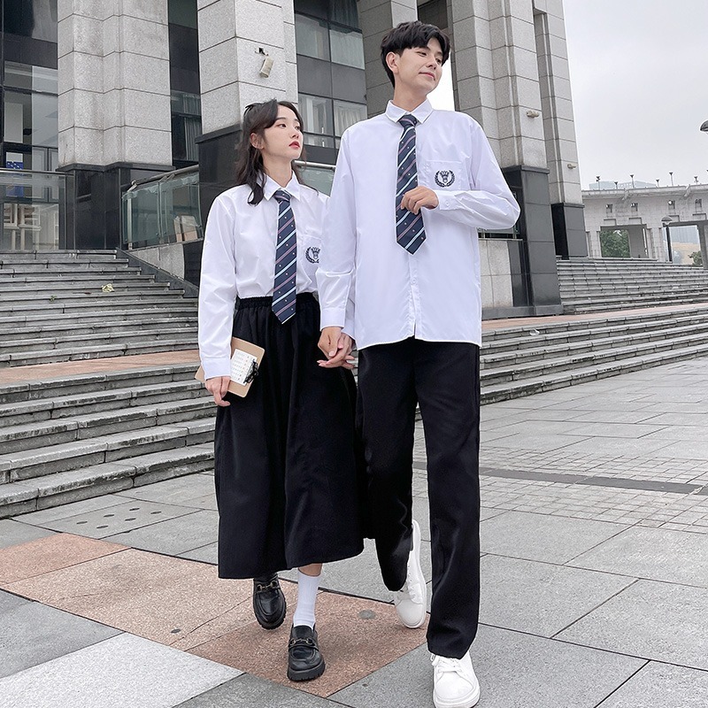 DOUYIN THE SAME SPRING AND AUTUMN DK SHIRT MALE AND FEMALE COUPLE SUITS BRITISH STYLE STUDENT CLASS UNIFORMS SHIRTS GRADUATION SEASON JK UNIFORMS