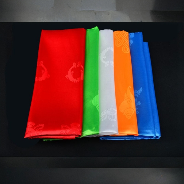 哈达藏族五色八吉祥节庆饰品蒙古族礼仪精品饰绸布暗花长2米 3米