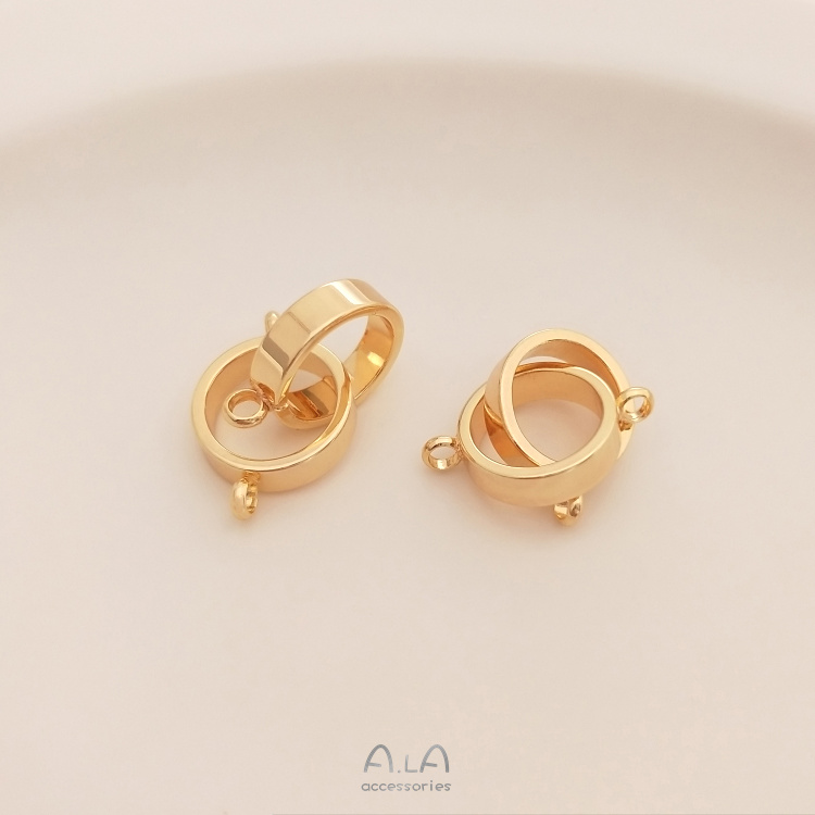 14K 골드 채워진 색상 보호 더블 링 유니버설 버클 매달려 링 진주 목걸이 연결 버클 DIY 체인 쥬얼리 마무리 액세서리