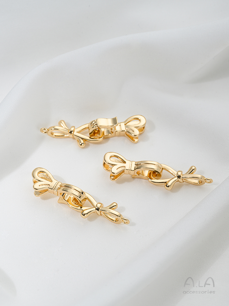 14K GOLD-FILLED COLOR-RETAINING PEARL NECKLACE BUTTERFLY BUCKLE CONNECTING BUCKLE BUCKLE HANDMADE DIY SWEATER CHAIN CLOSING BUTTON HEAD ACCESSORIES