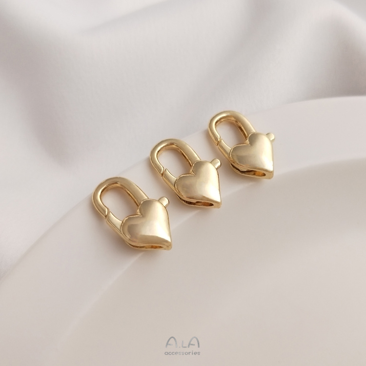 14K 골드 채워진 색상 보호 복숭아 하트 모양의 체인 목걸이 걸쇠 사랑 모양의 랍스터 걸쇠 스프링 버클 DIY 수제 보석 액세서리