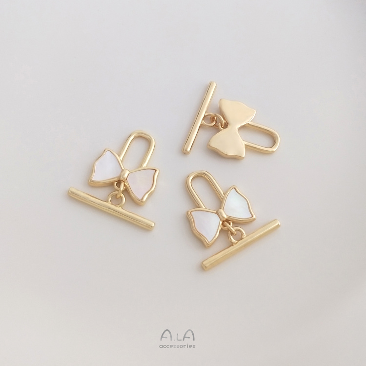 색상 보존 14K 금으로 채워진 천연 자개 활 OT 버클 팔찌 목걸이 진주 보석 연결 버클 액세서리