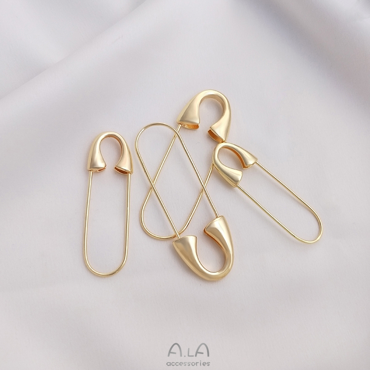 색상 보존 광택 브로치 14K 패키지 진짜 골드 고급 바늘 수제 DIY 문자열 비드 펜던트 노출 방지 쥬얼리 액세서리