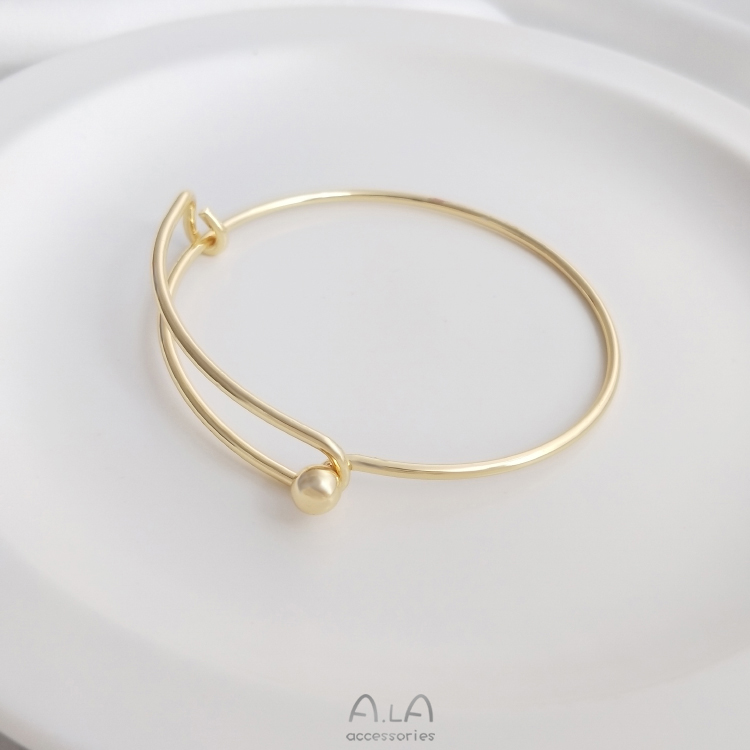 COLOR-RETAINING 14K ENVELOPED REAL GOLD OPENABLE BRACELET DIY HAND-WOUND CRYSTAL PEARL BRACELET RING HAND-MADE JEWELRY ACCESSORIES