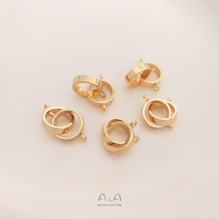 14K 골드 채워진 색상 보호 더블 링 유니버설 버클 매달려 링 진주 목걸이 연결 버클 DIY 체인 쥬얼리 마무리 액세서리