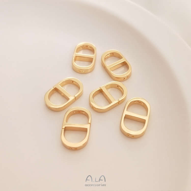 색상 보존 4홀 진주 목걸이 연결 버클 14K 금으로 덮인 8자 일본어 버클 DIY 수제 보석 마무리 버클 액세서리