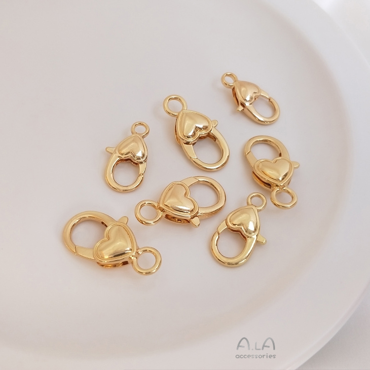 색상 보존 봄 랍스터 버클 14K 금 덮인 사랑 키 체인 버클 DIY 수제 보석 장식 액세서리 소재