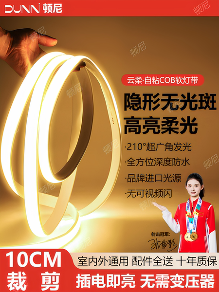 led灯带220v户外防水超亮自粘线形灯家用客厅吊顶氛围灯COB软灯条