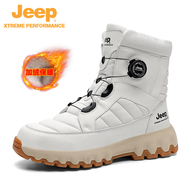 JEEP MENS SHOES AUTUMN AND WINTER MENS TIDE NORTHEAST SNOW BOOTS VELVET THICKENED WARM THICK-SOLED NON-SLIP FEMALE COUPLE COTTON SHOES