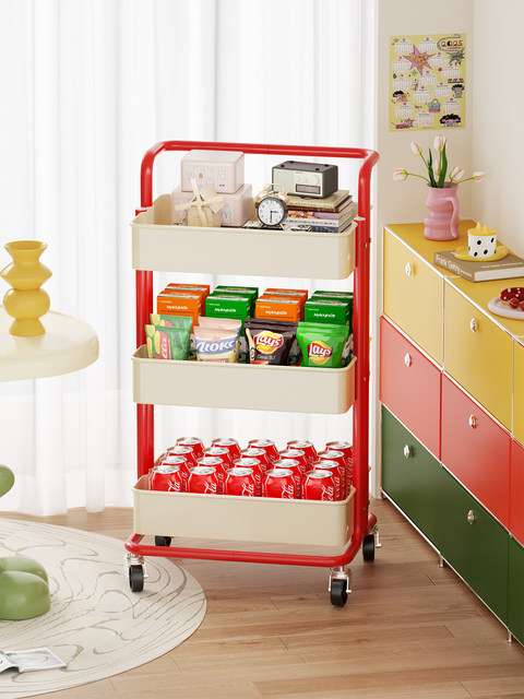Removable bookshelf floor shelf Multi-layer carbon steel cart snack grocery desk reading storage bookcase