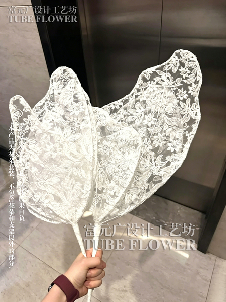 婚庆白色蕾丝蝴蝶手工花装饰花蕾丝花橱窗美陈婚礼布置蝴蝶花艺