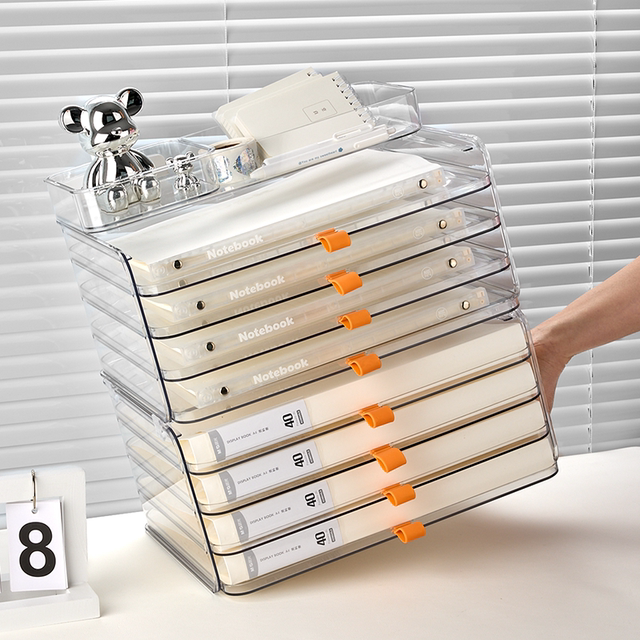 Desktop file storage rack transparent bookshelf office a4 paper partition rack pull-out and finishing rack stationery box