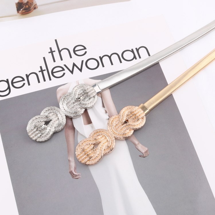 STRETCH METAL LEAF CHAIN ELASTIC WAISTBAND SILVER STRETCH WAIST CHAIN VERSATILE SKIRT DECORATED SMALL BELT WOMEN