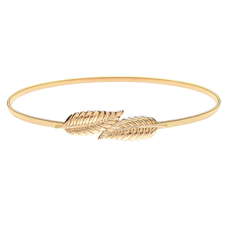 STRETCH METAL LEAF CHAIN ELASTIC WAISTBAND SILVER STRETCH WAIST CHAIN VERSATILE SKIRT DECORATED SMALL BELT WOMEN