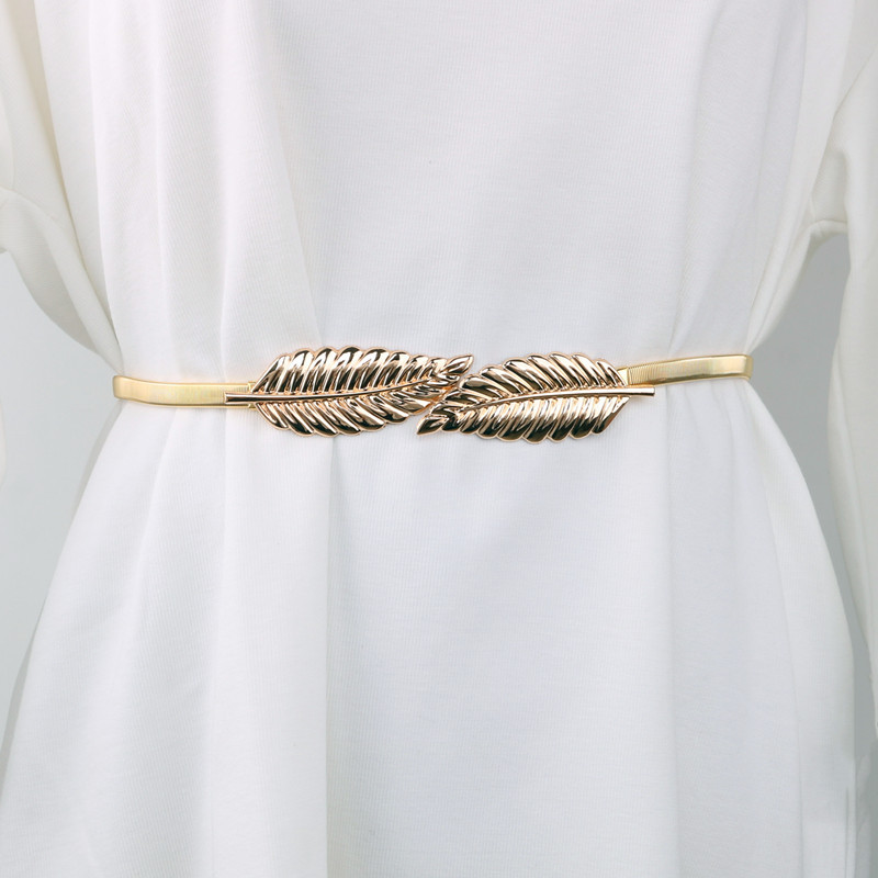 STRETCH METAL LEAF CHAIN ELASTIC WAISTBAND SILVER STRETCH WAIST CHAIN VERSATILE SKIRT DECORATED SMALL BELT WOMEN
