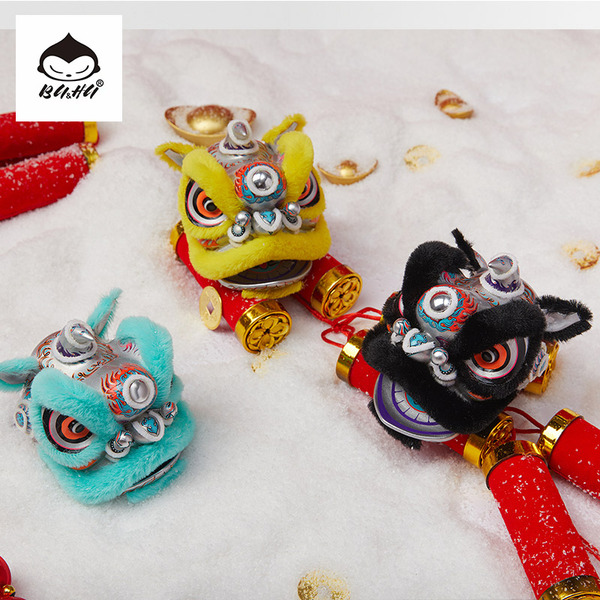 醒狮汽车摆件国潮文创舞狮醒狮汽车车载中控平安狮头摆饰平安狮子