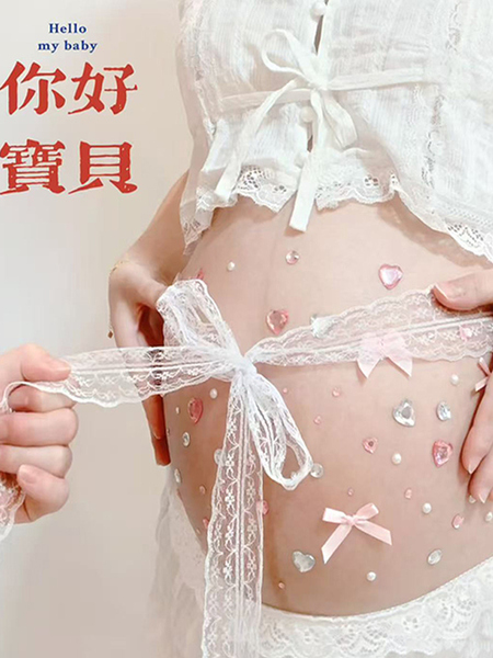 孕妇照在家自拍道具贴纸氛围感小众设计可爱粉蝴蝶贴纸装饰孕肚贴 — 5