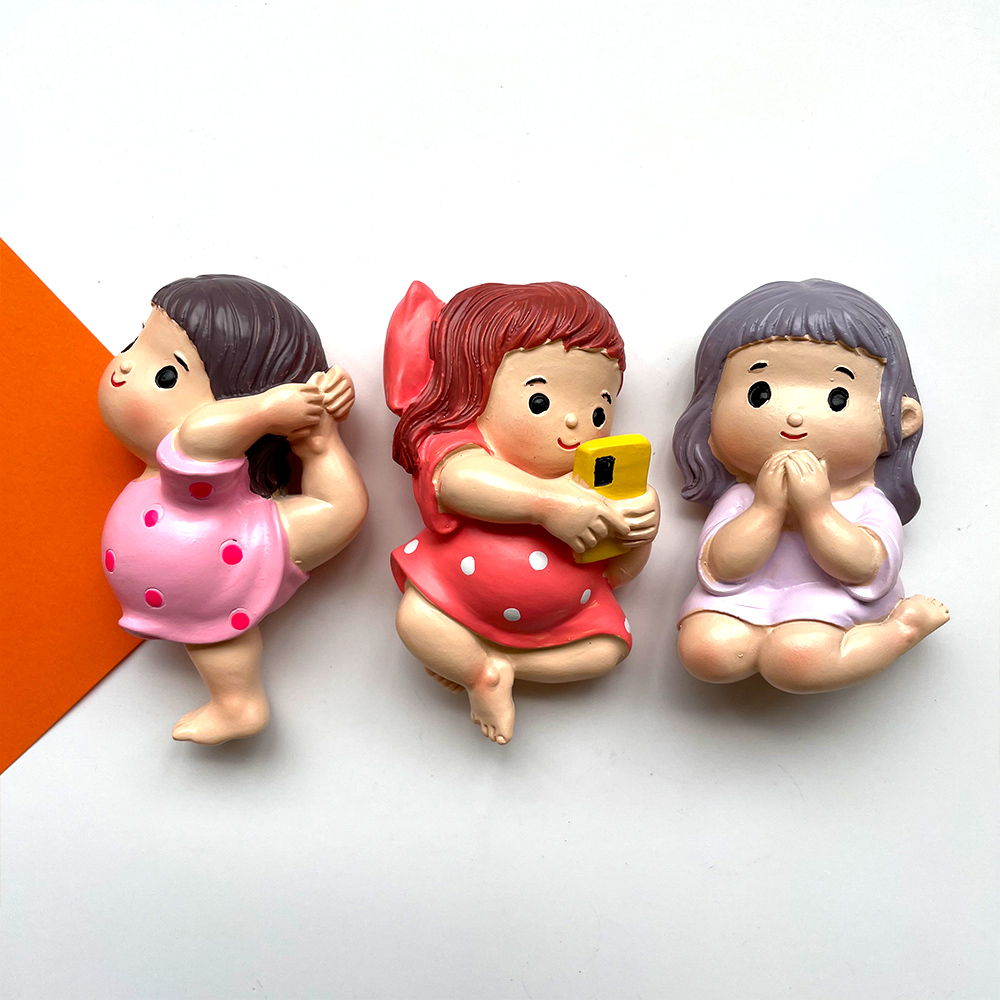 FUCHEN LIGHT YOGA GIRL REFRIGERATOR MAGNET MAGNET CREATIVE RESIN 3D THREE-DIMENSIONAL INS DECORATION STICKER CUSTOM MAGNETIC MAGNET
