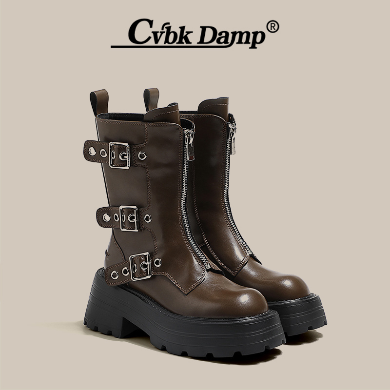 LEG ESSENCE HOT GIRL NICHE DESIGN SENSE 7.5CM THICK-SOLED MARTIN BOOTS WOMENS 2024 AUTUMN NEW KNIGHT BOOTS