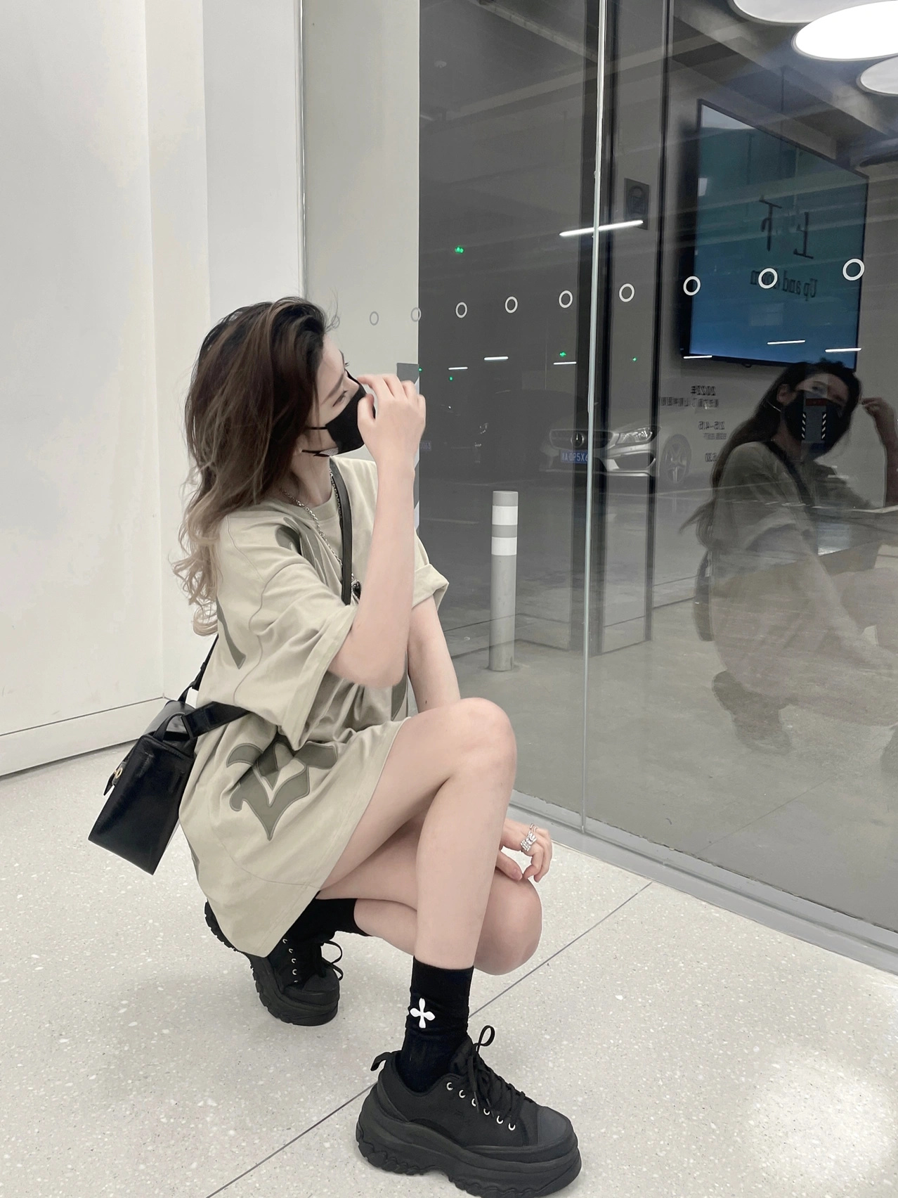 TRENDY BRAND NICHE SHORT SLEEVE T-SHIRT WOMENS 2024 SUMMER NEW PANTS COVERING LOOSE BOTTOMS MISSING MID-LENGTH TOPS INS