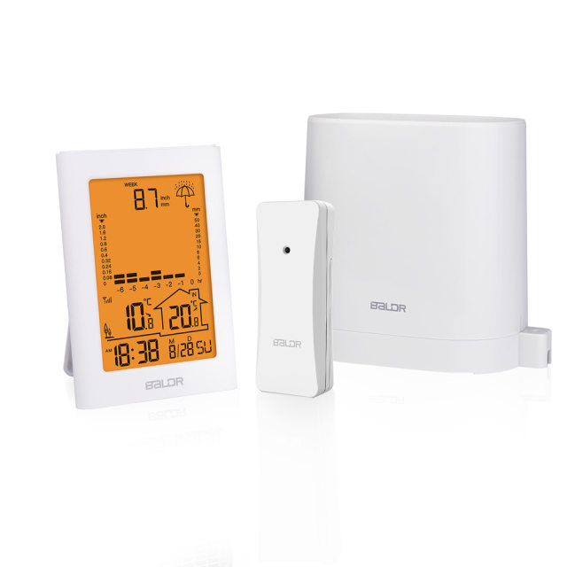 Cross-border Color Screen Weather Station Rainmeter Real-time Rainfall Detection Rain Casing Cylinder Calendar Alarm Clock Indoor and Outdoor Temperature and Humidity