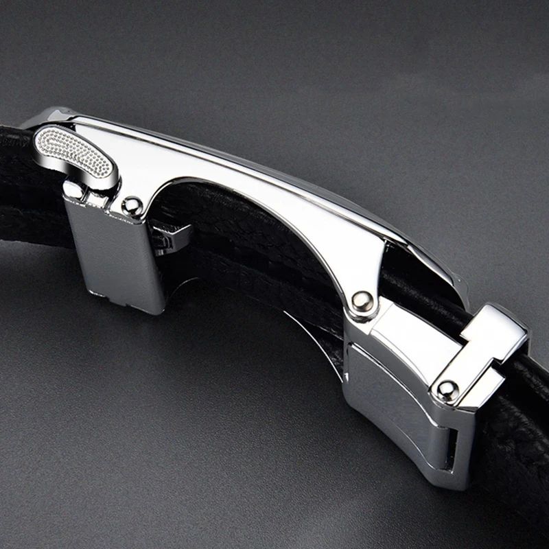 BUSINESS LEISURE ALLOY AUTOMATIC BUCKLE PU LEATHER BELT FOR